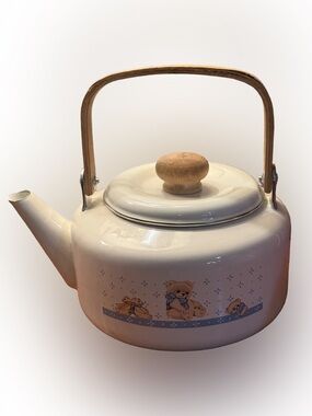 Rare Vintage Tienshan Theodore Country Bear Enamel Tea Kettle